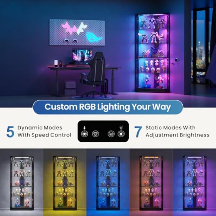 Corner Display Case with RGB L - đánh giá và giá Display Case Acrylic